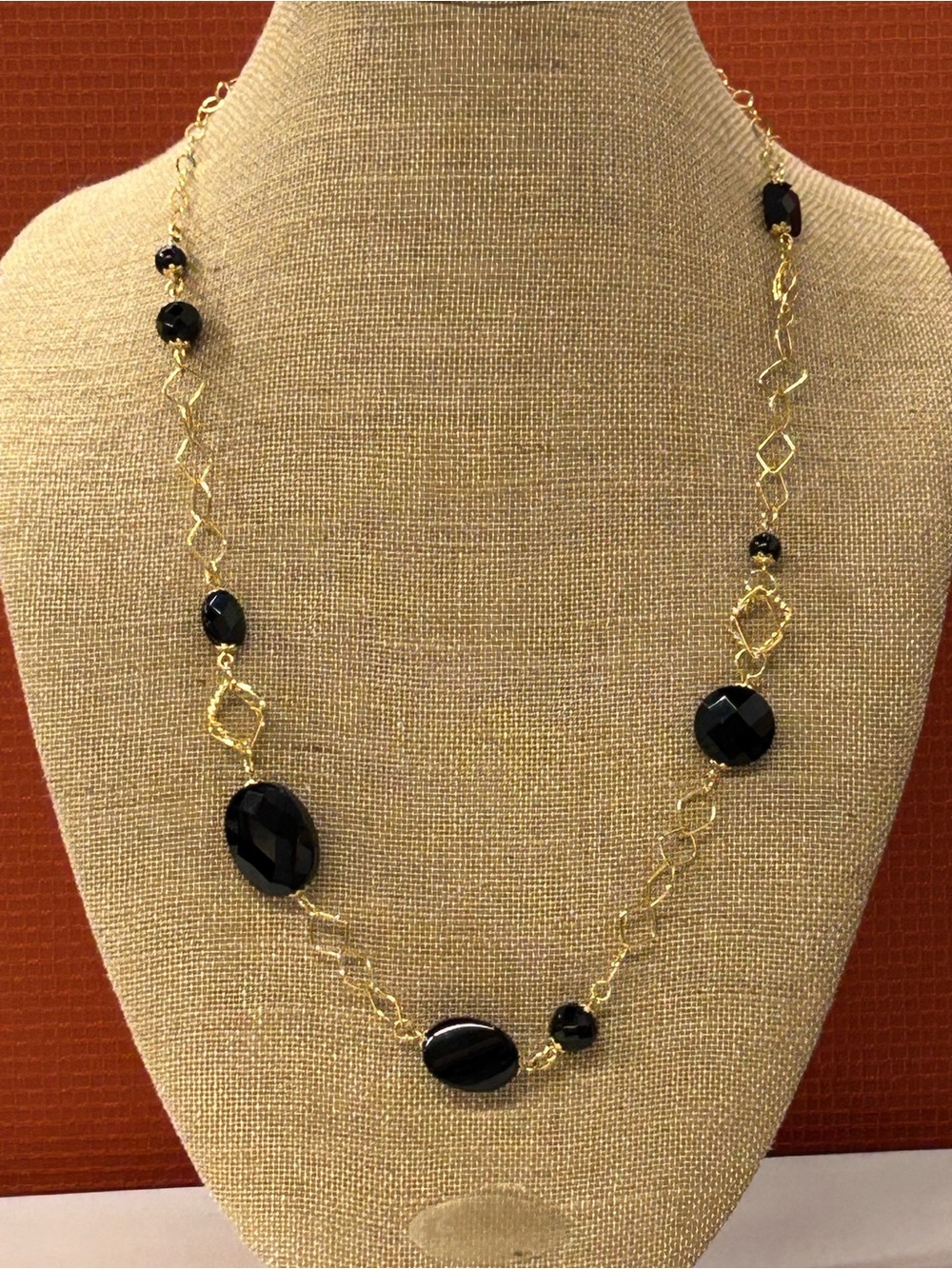 925 Sterling Vermeil Faceted Glass 80’s Runway Style necklace